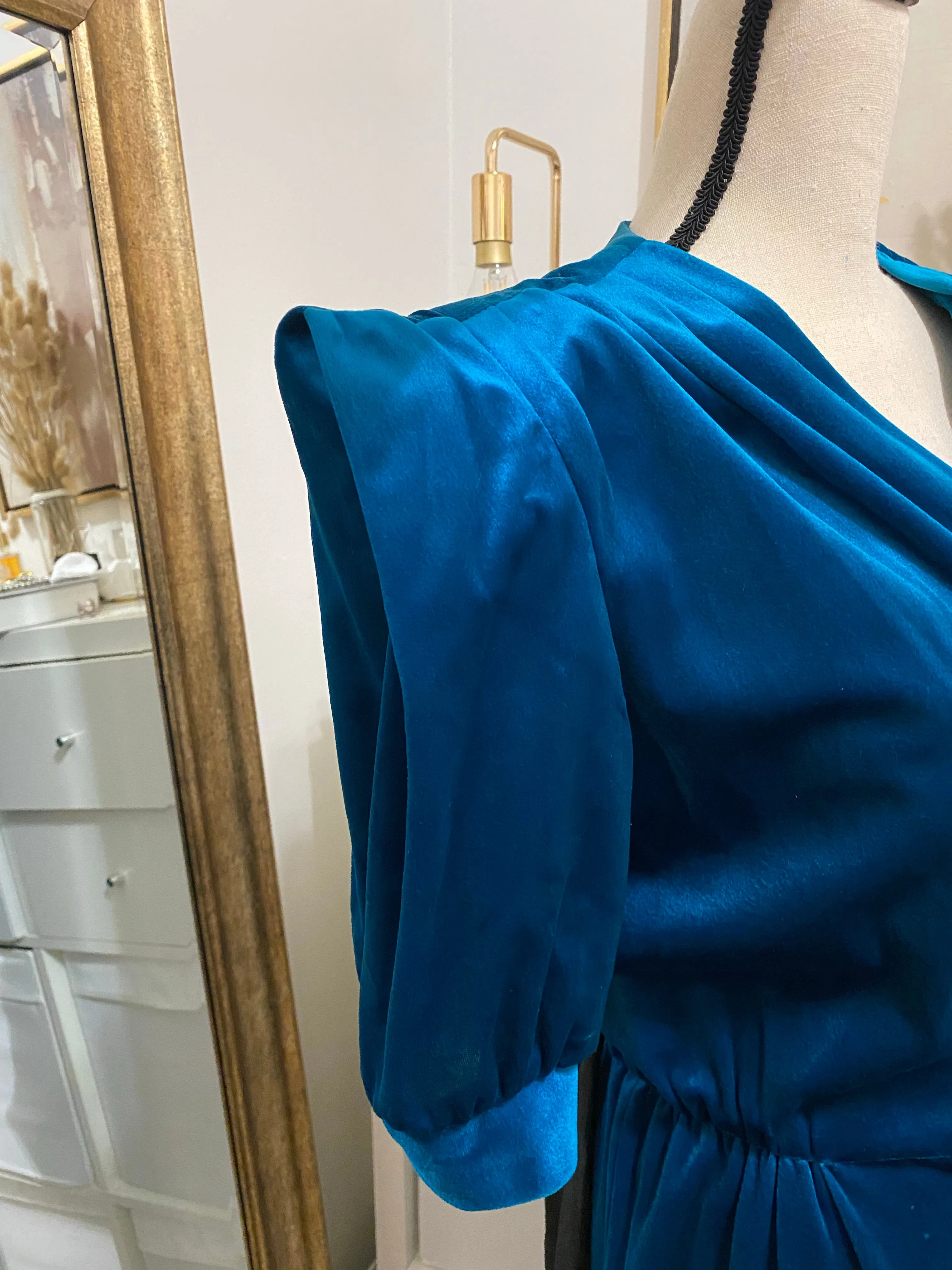 80’s Velvet Teal Jumpsuit (M)