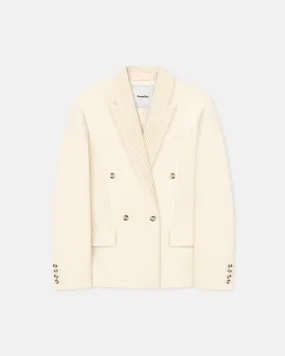 Alanna - Crochet-Trim Double Suiting Blazer - Creme