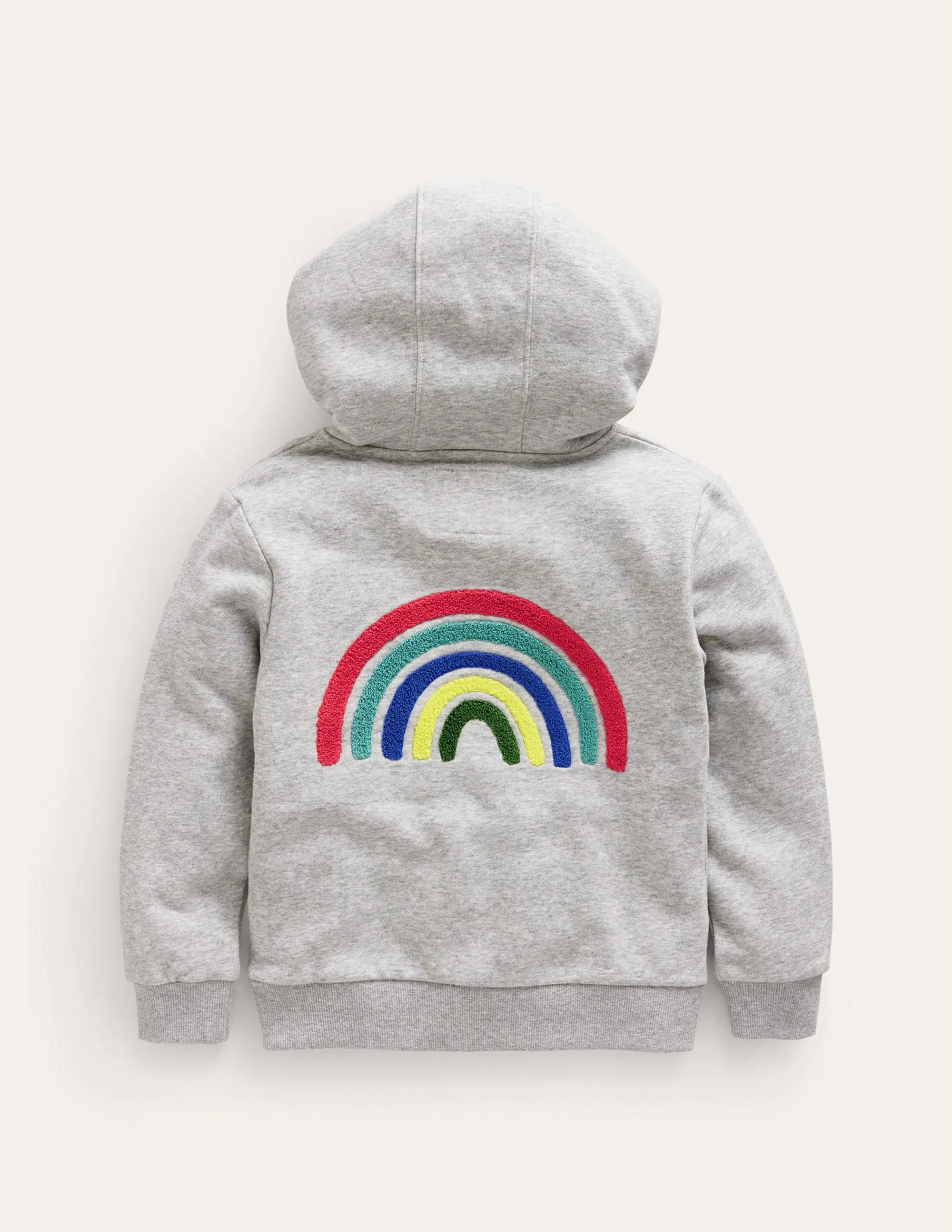 Appliqué Rainbow Hoodie-Silver Marl Rainbow