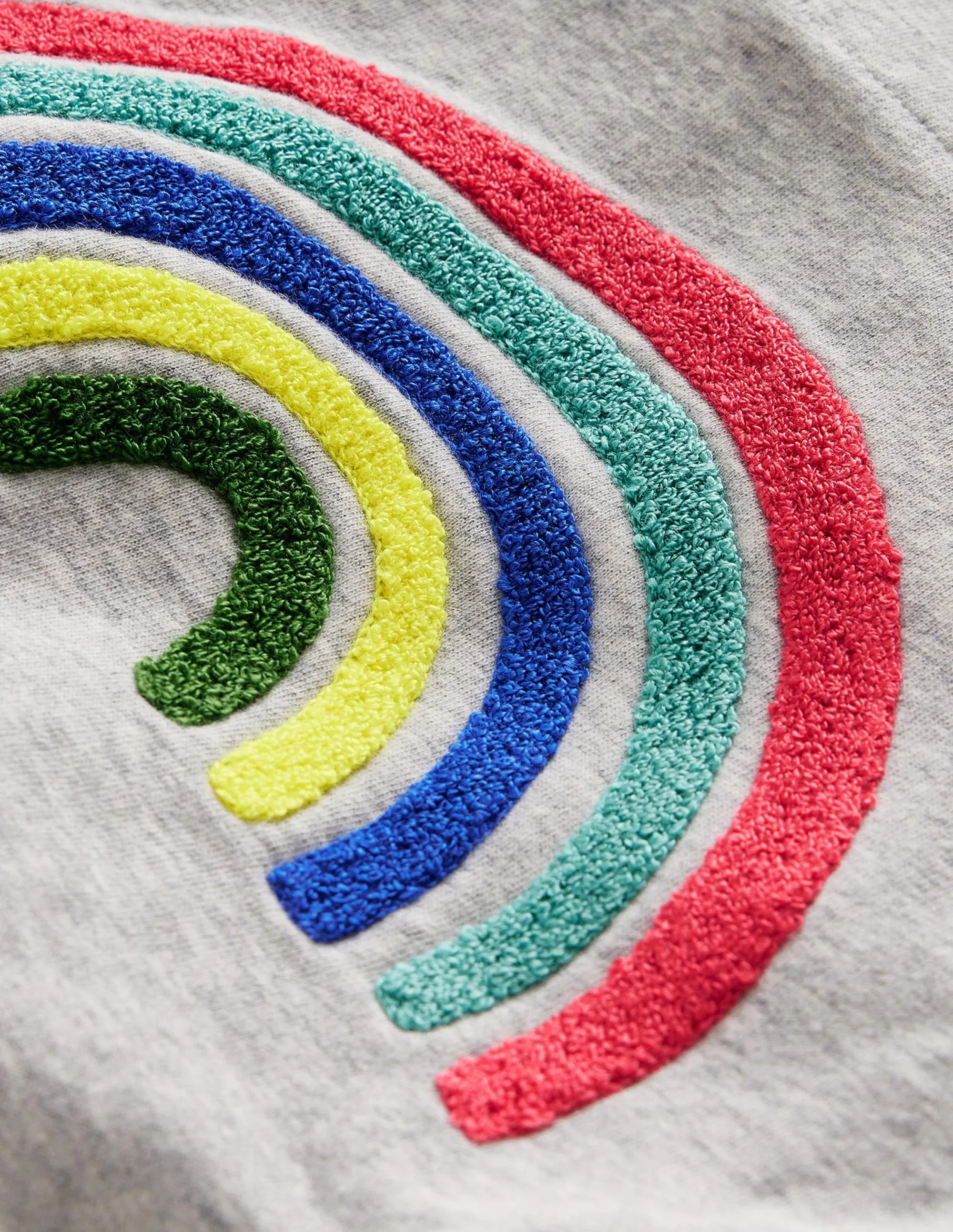 Appliqué Rainbow Hoodie-Silver Marl Rainbow