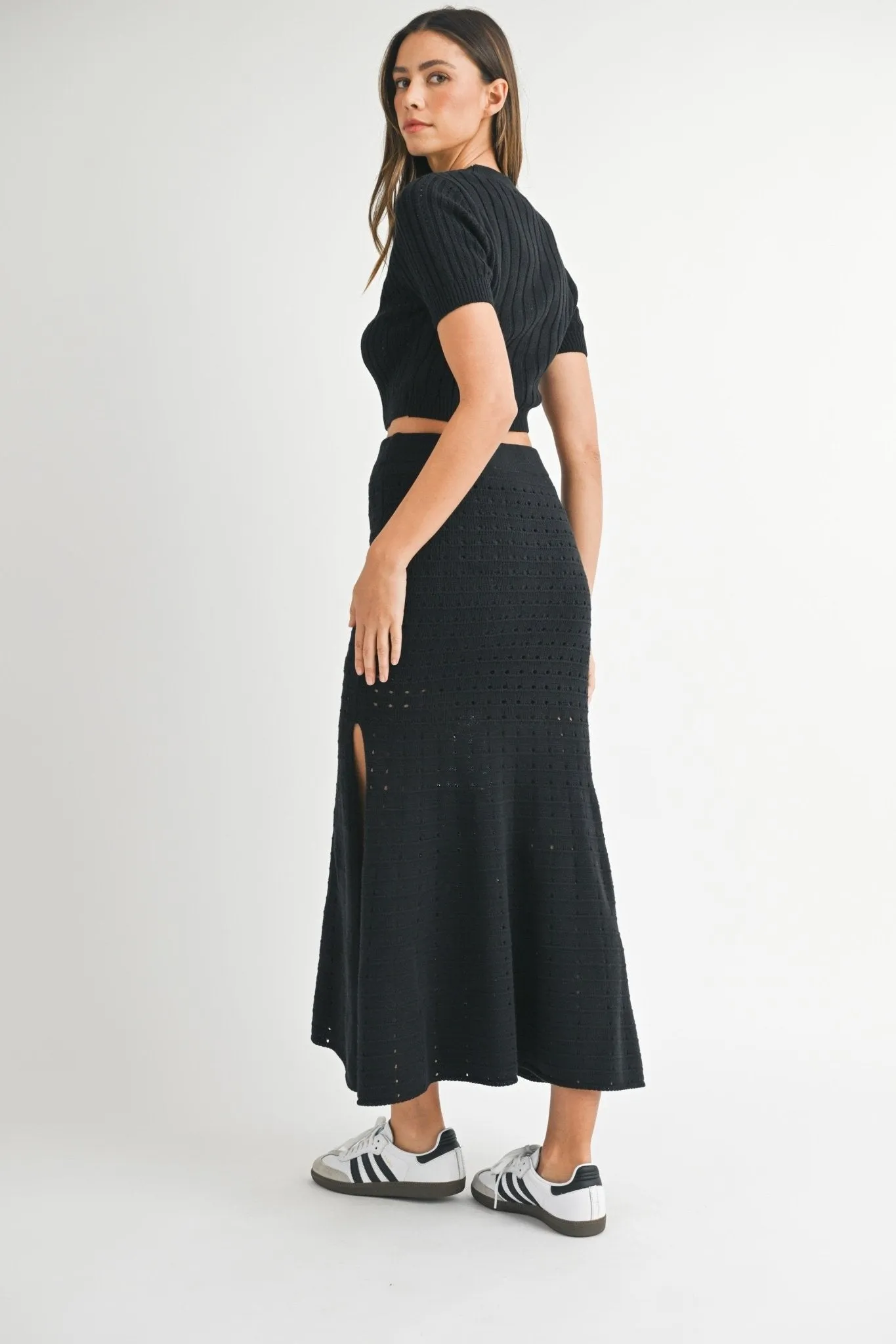 Black Sweater Top & Maxi Skirt Set