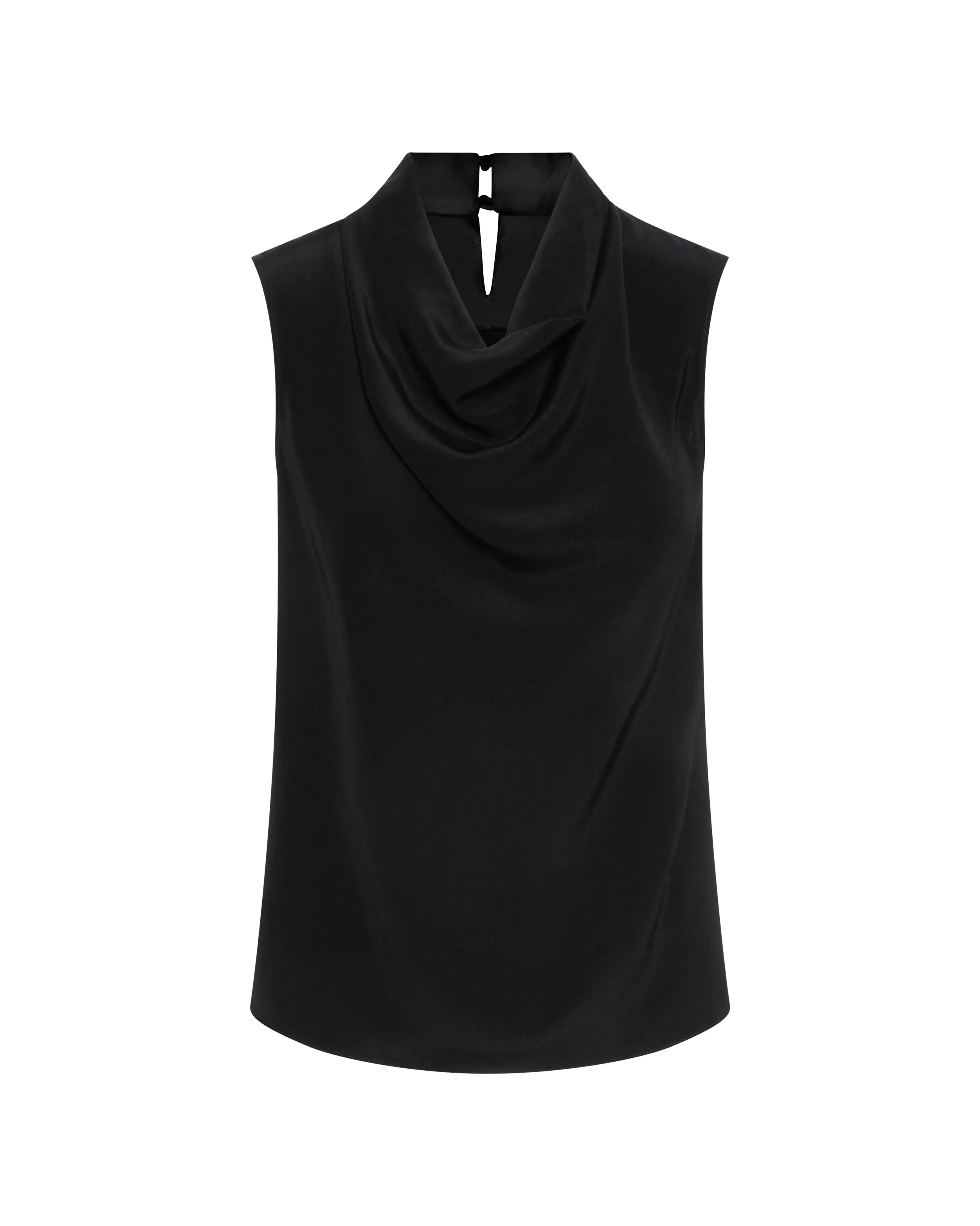 Cowl Top in Silk Crepe | Black