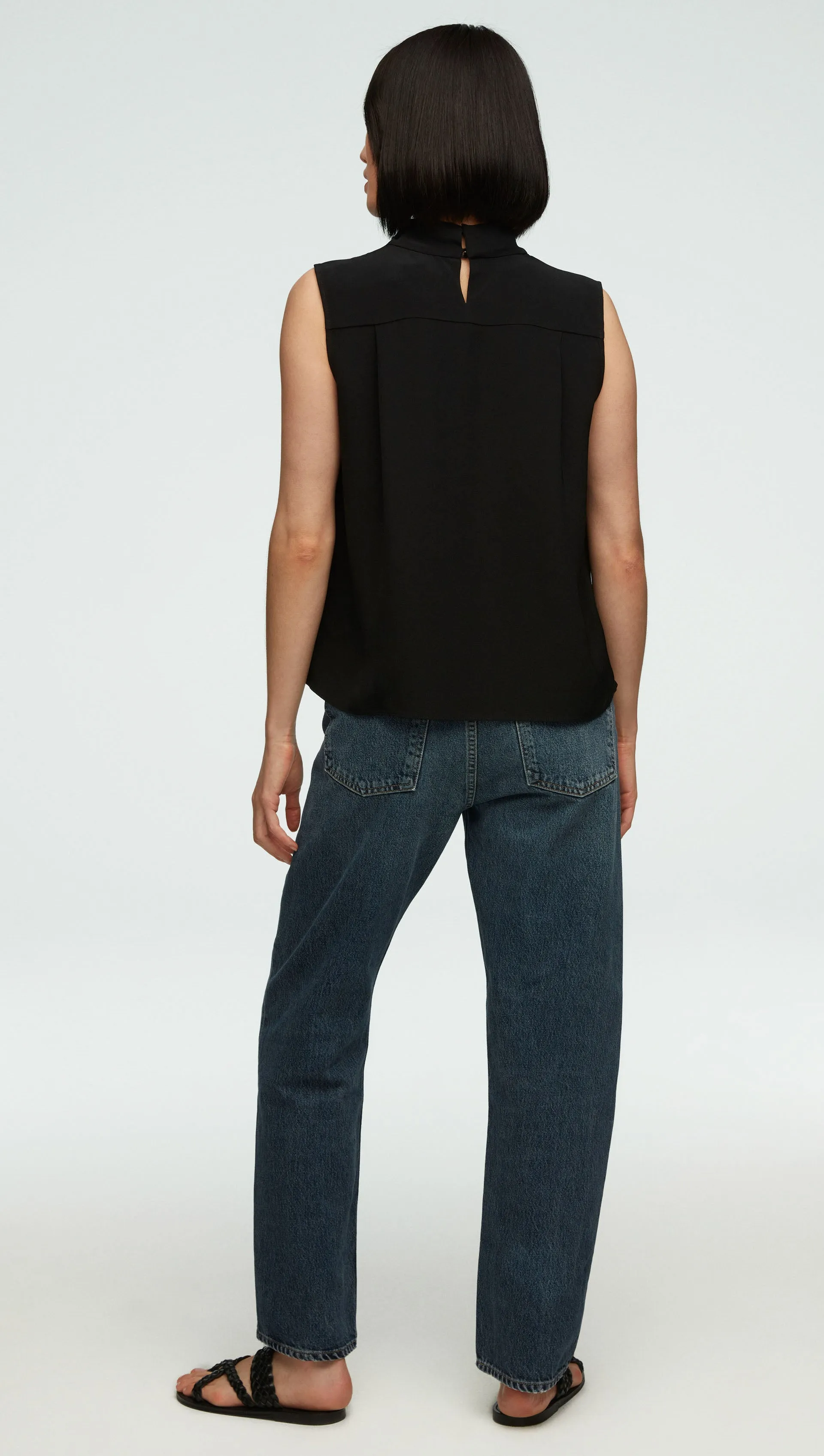 Cowl Top in Silk Crepe | Black