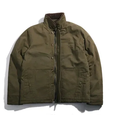 DAFEILI 100% Cotton Vintage N1 Deck Jacket – Sherpa-Lined Military Motorcycle Winter Parka for Men