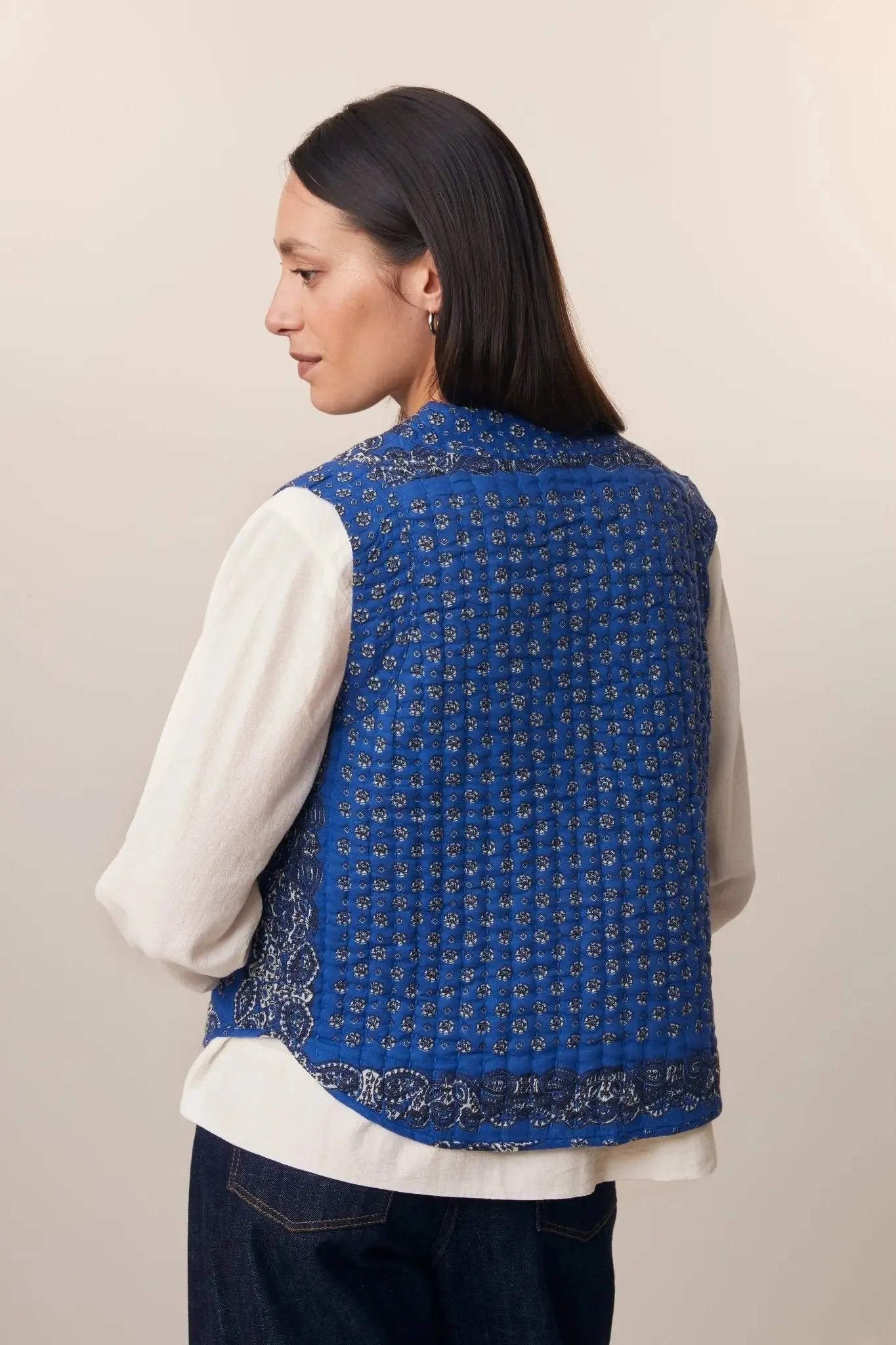 Gilet Paula N°742 Patchwork Royal Blue