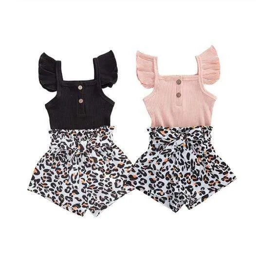 Leopard Bottoms Button Romper Seta