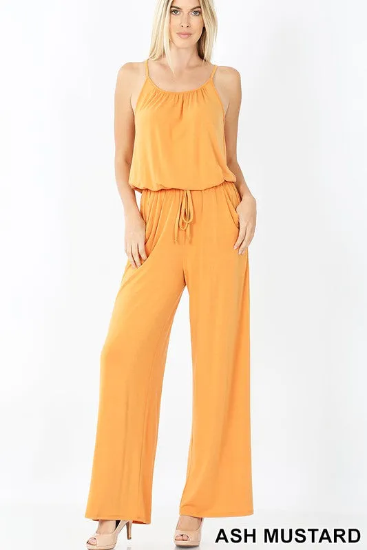 OE: SPAGHETTI STRAP JUMPSUIT WITH POCKET