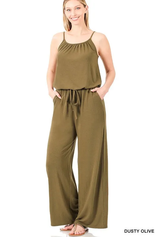 OE: SPAGHETTI STRAP JUMPSUIT WITH POCKET
