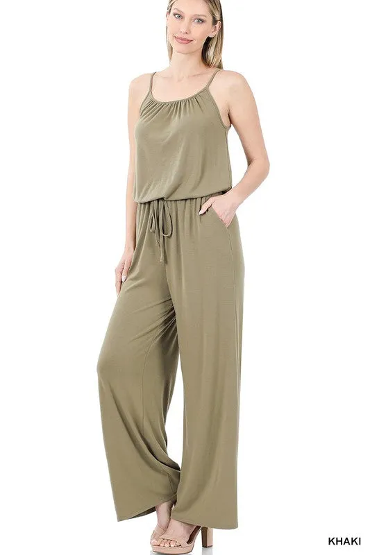 OE: SPAGHETTI STRAP JUMPSUIT WITH POCKET
