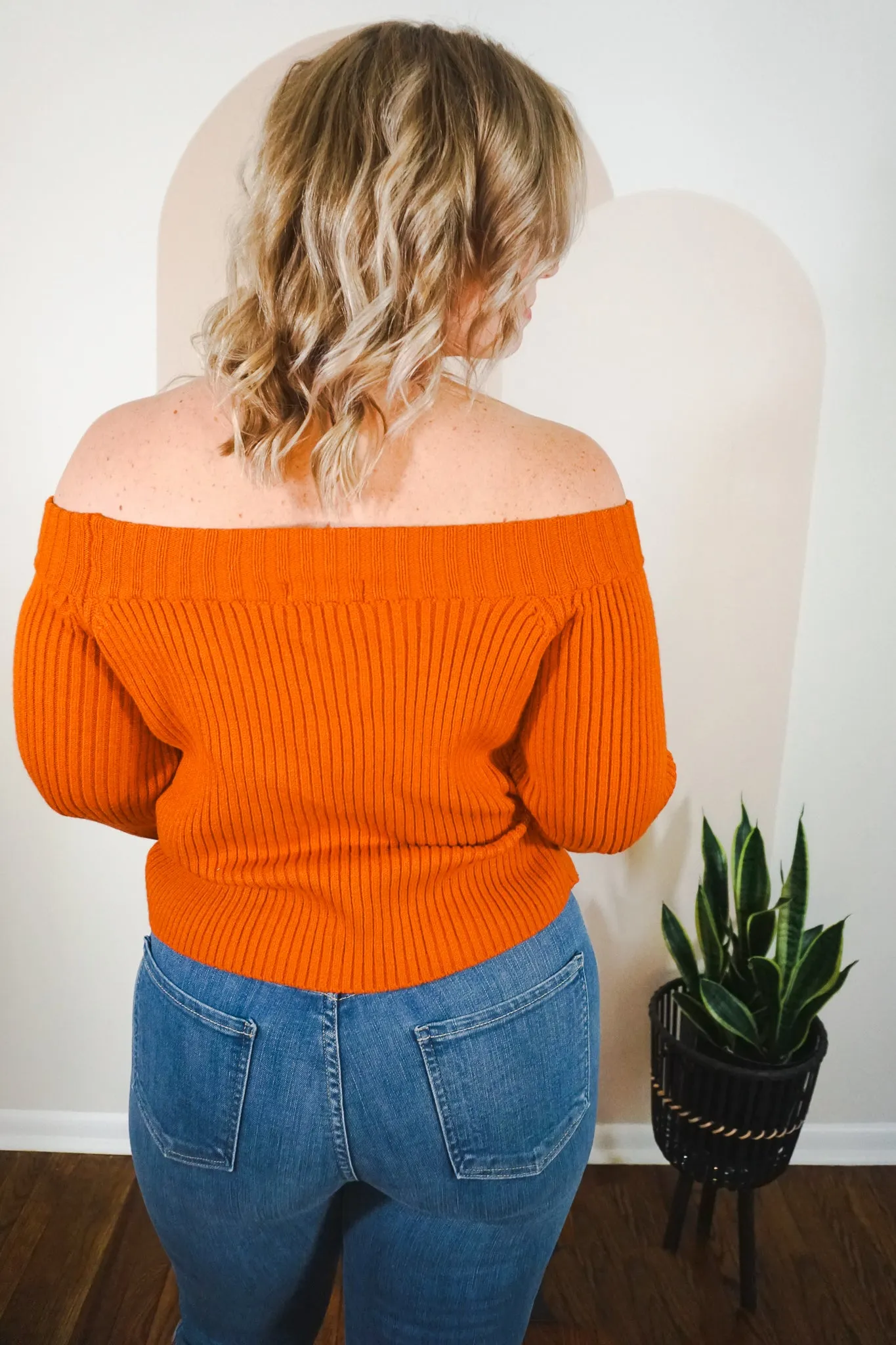Off-The-Shoulder Cropped Sweater
