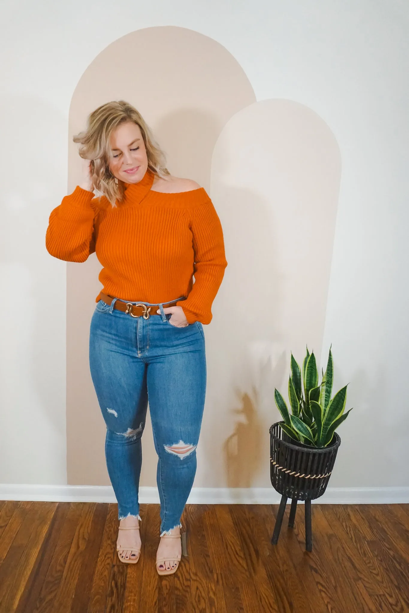 Off-The-Shoulder Cropped Sweater