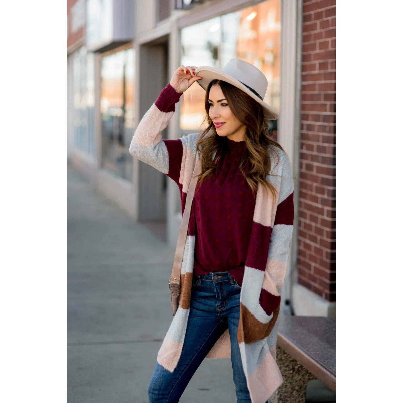 Swiss Dot Cinched Neck Blouse
