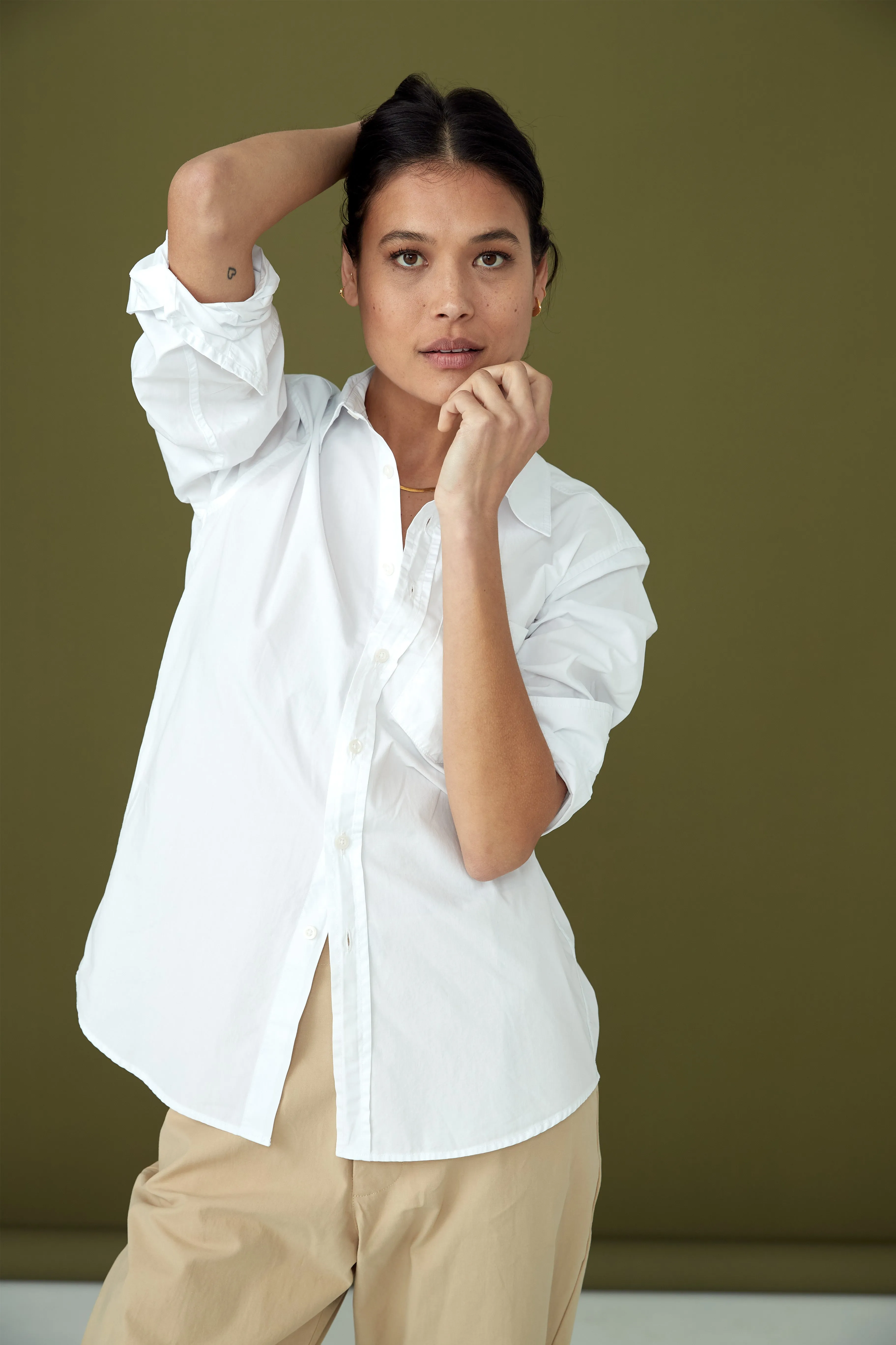 White Cotton Poplin Shirt