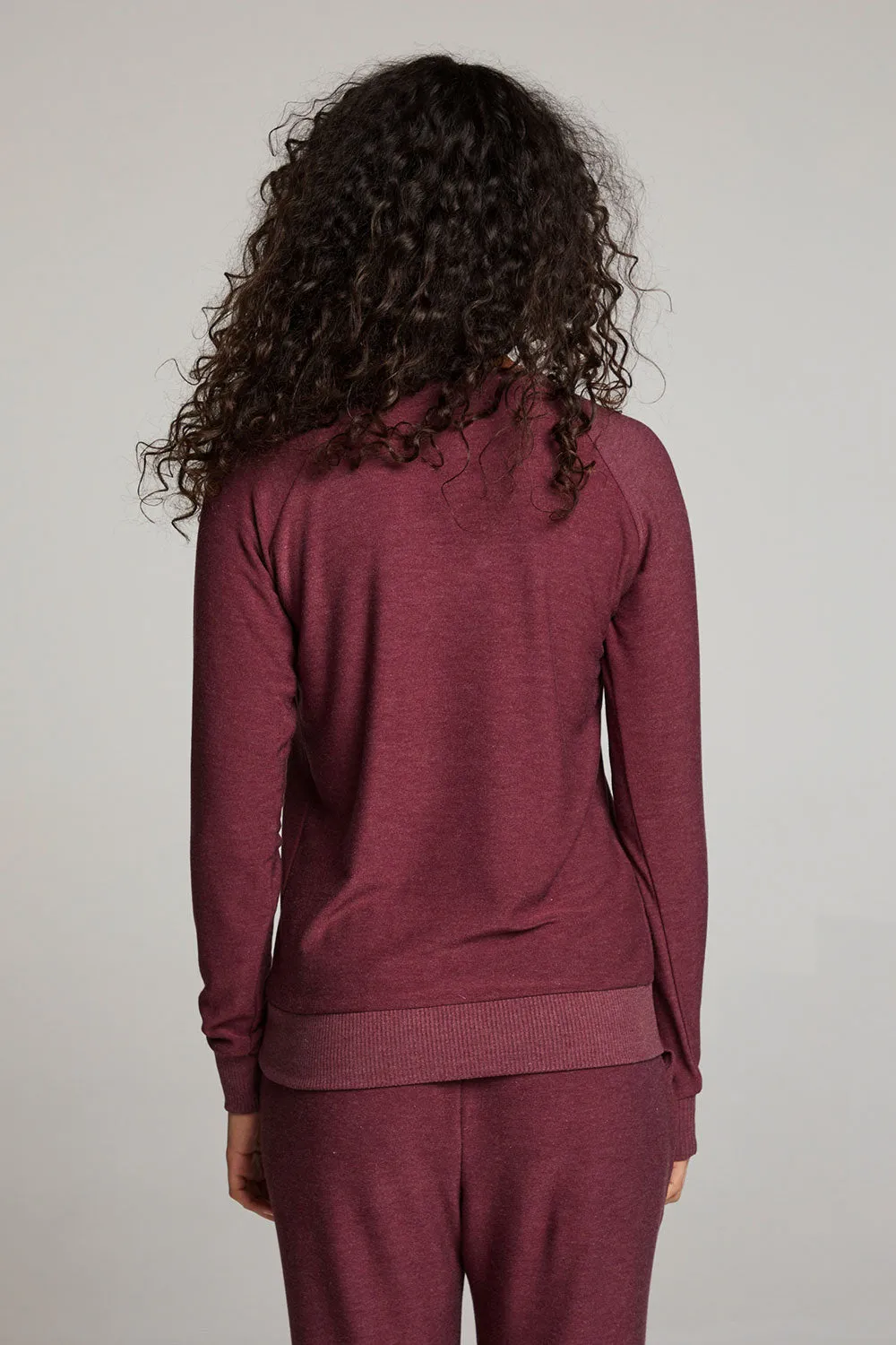 Wine Red Long Sleeve Raglan Pullover