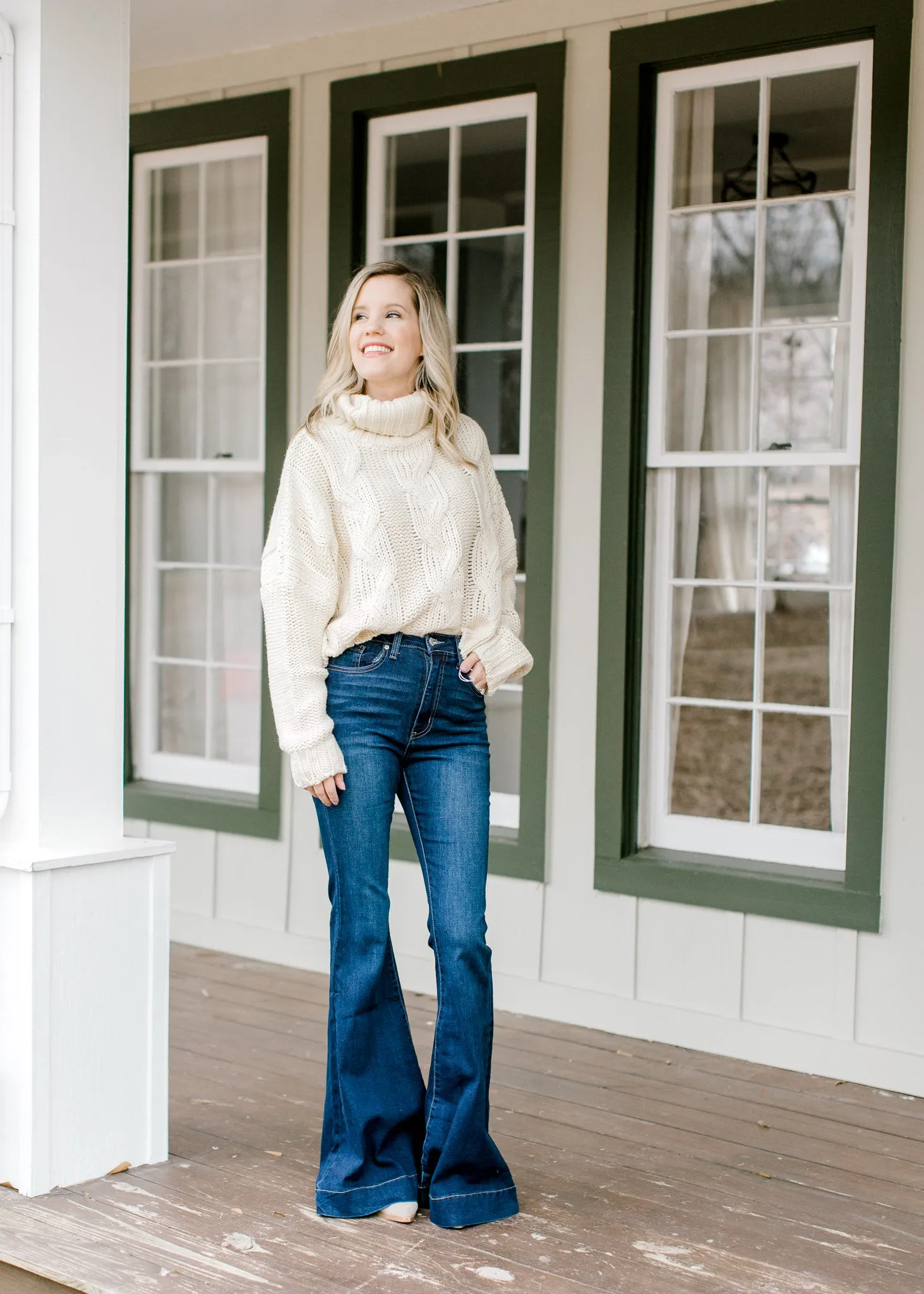 X Happy Go Lucky Ivory Cable Knit Sweater