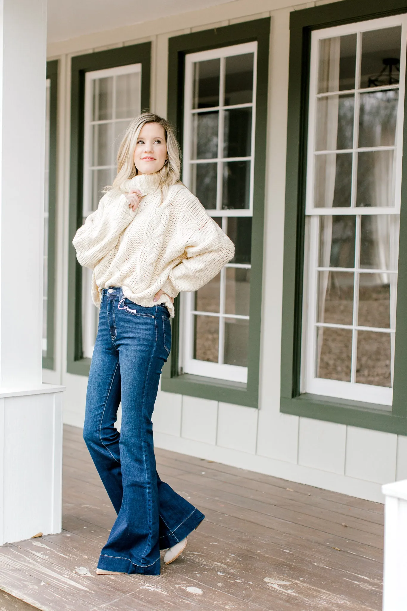 X Happy Go Lucky Ivory Cable Knit Sweater