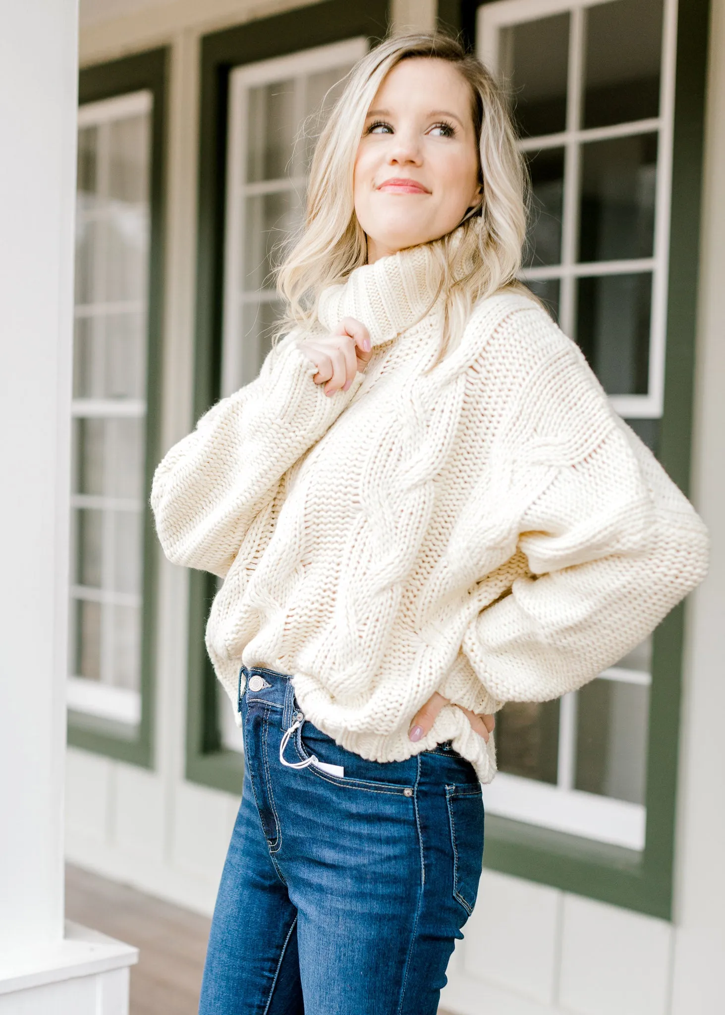 X Happy Go Lucky Ivory Cable Knit Sweater