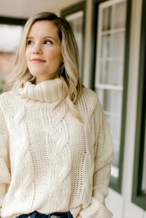 X Happy Go Lucky Ivory Cable Knit Sweater